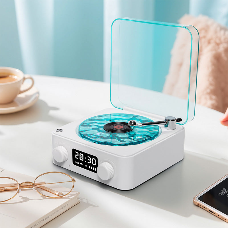 CuteeeShop Waves Retro Bluetooth Vinyl Record Player