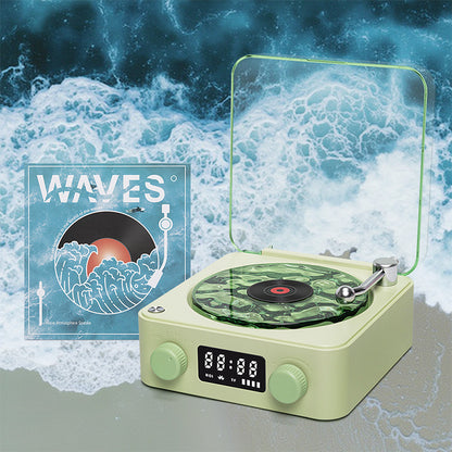 CuteeeShop Waves Retro Bluetooth Vinyl Record Player