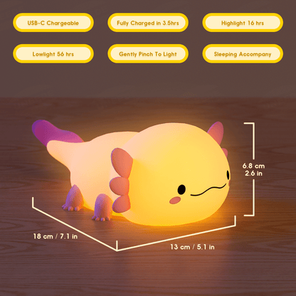 MeWaii® Axolotl Squishy Silicone LED Night Light - Perfect Gift for Kids and Girls