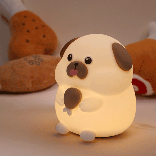 Squishy Silicone Greedy Puppy LED Night Light - Perfect Gift for Kids and Girls