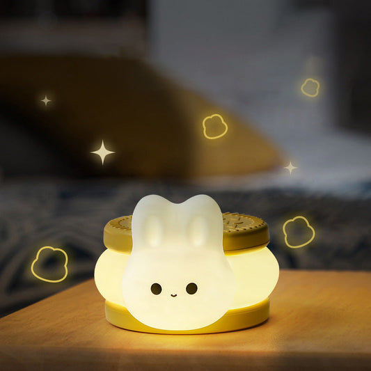 Squishy Silicone Cookie Bunny LED Night Light - Perfect Gift for Kids and Girls