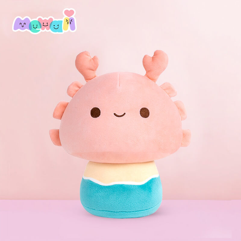 Mewaii® Mushroom Family Beach Crab-Discolored Kawaii Plush Pillow Squis Thermochromic Toy