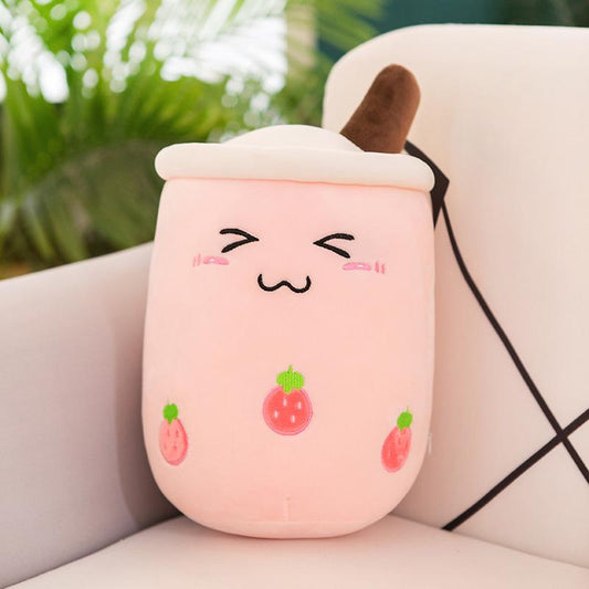 Cuteeeshop Strawberry Shy Boba Tea Plushies Perfect Size