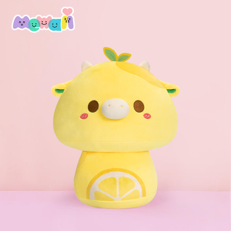 Mewaii® Mushroom Family Painted Lemon Cow Kawaii Plush Pillow Squish Toy