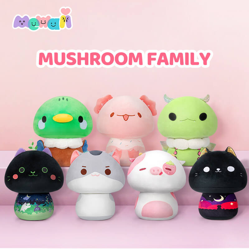 Mewaii® Mushroom Family Stuffed Animal Kawaii Plush Pillow Squish Toy List B