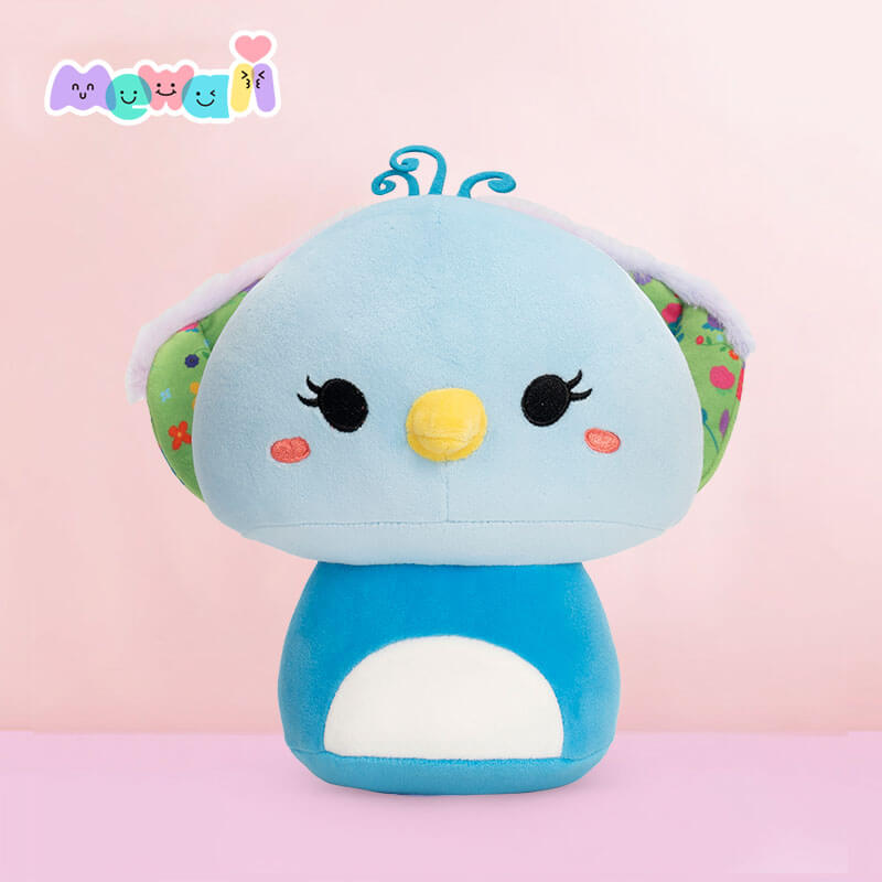 Mewaii Mushroom Family Blue Peacock Kawaii Plush Pillow Squish Toy